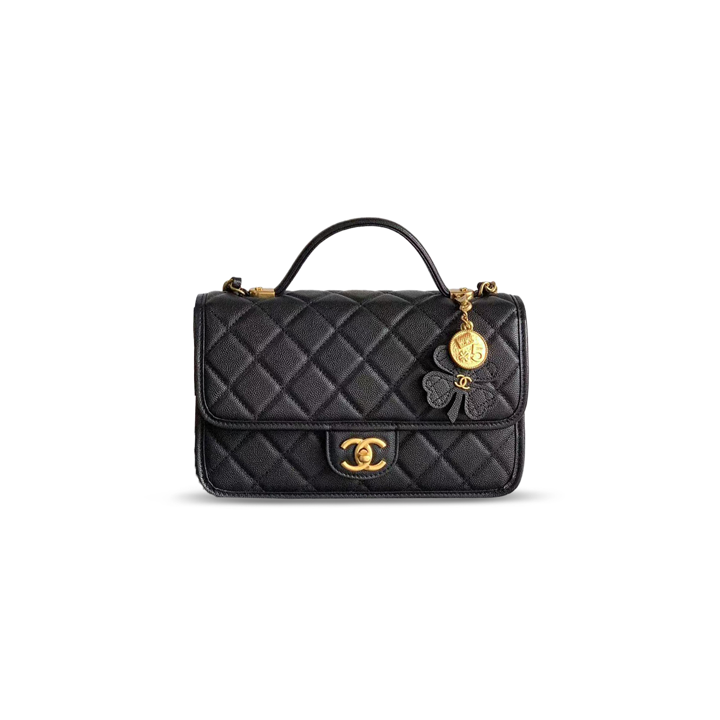Ch*el flap bag with top handle as3653 (25*16.5*8.5cm)